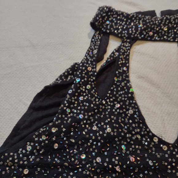 ECOTE black with tube beads and sequins woman's dressy top - Picture 2 of 7